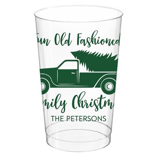 Fun Old Fashion Christmas Clear Plastic Cups